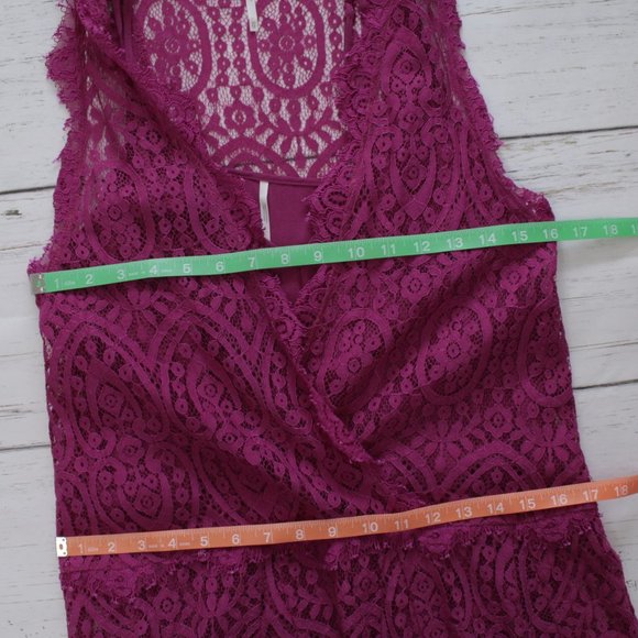 Free People Heart in Two Lace Layered Cami Mini Dress XS Magenta - Picture 12 of 14